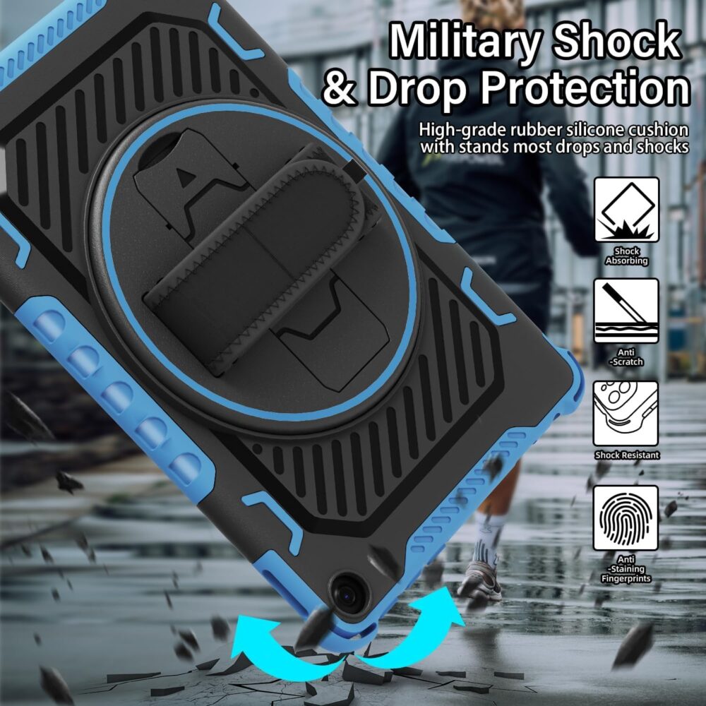for 2023 Release Fire HD 10 Tablet Case 13th Generation with 360 Rotating Kickstand Hand Strap(No Screen Protector, for Kids)Dual Layer Impact Resistance Rugged Case,for 10in Sony Nokia iPhone - Image 5