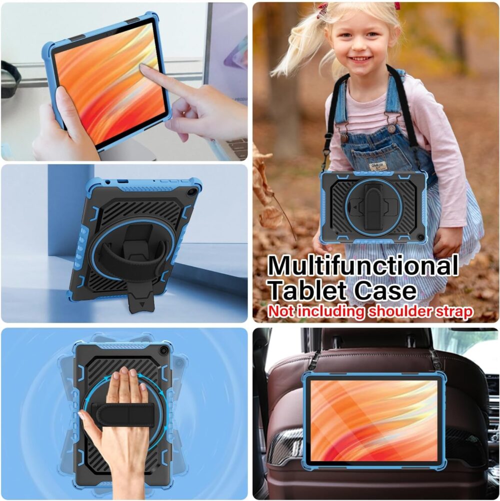 for 2023 Release Fire HD 10 Tablet Case 13th Generation with 360 Rotating Kickstand Hand Strap(No Screen Protector, for Kids)Dual Layer Impact Resistance Rugged Case,for 10in Sony Nokia iPhone - Image 7