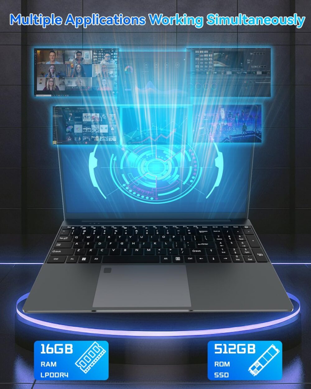 15.6 inch Laptop Computer,16GB RAM LPDDR4 512GB SDD Portable Laptop Computer Cerelon N5095 Processor FHD 1920 * 1080 Laptop PC with Touch ID, WiFi5, BT4.2, USB 3.0 - Image 5