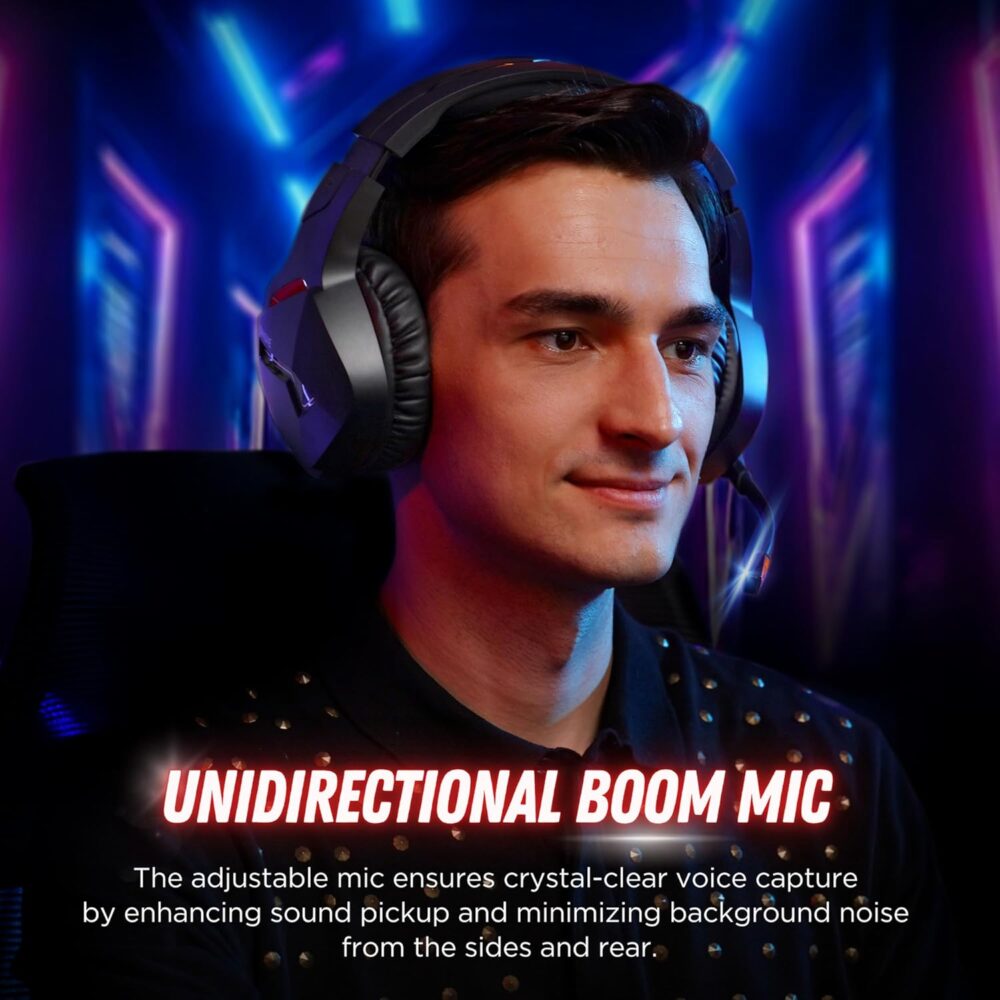 BINNUNE Wireless Gaming Headset with 2.4GHz for PS5, PS4, PC, Switch, FPS Gamers, 120Hrs+ Bluetooth 5.3 Gaming Headsets with Noise Canceling Mic, 50MM Headphones for Laptop, Mobile, Mac - Image 5