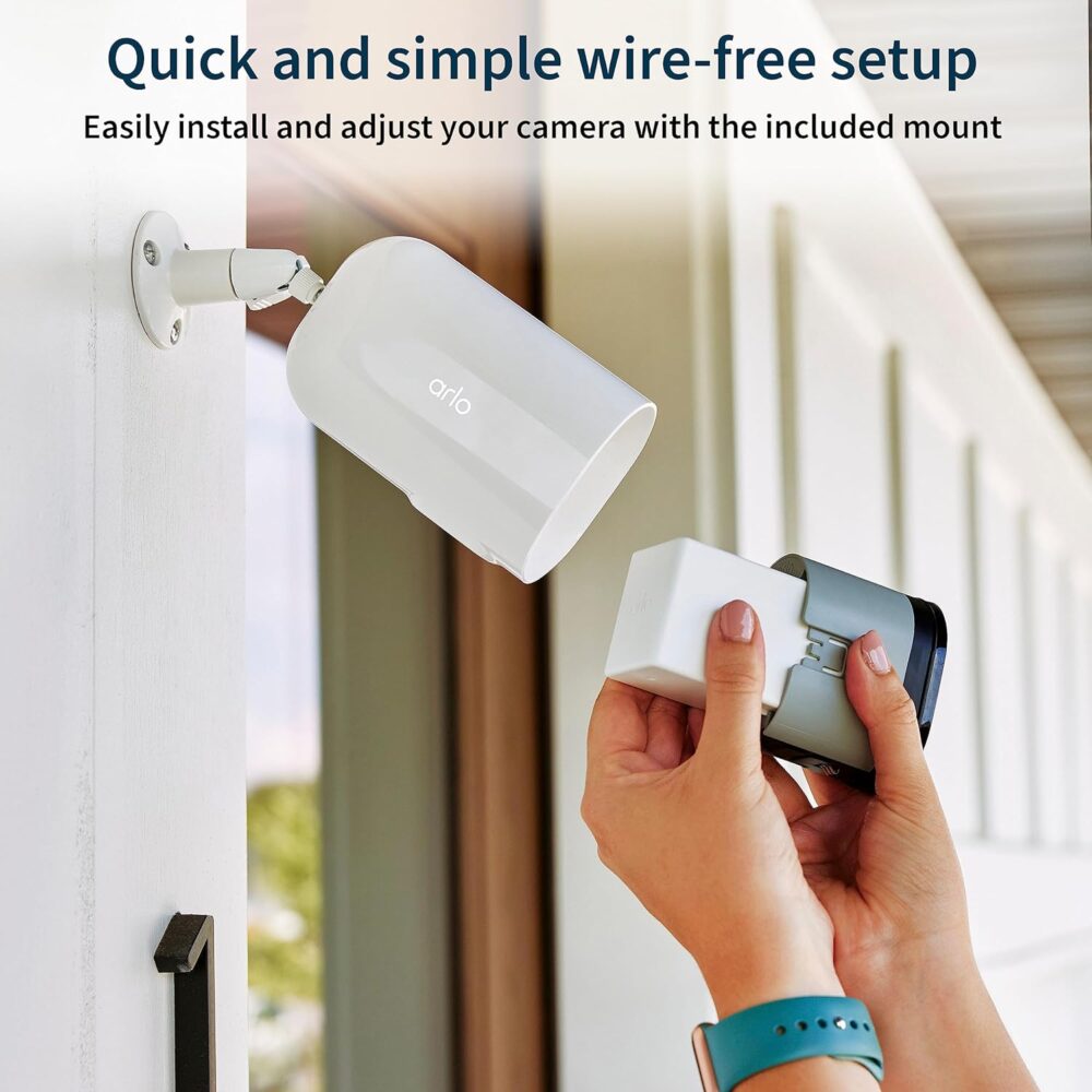 Arlo Pro 5S 2K XL Spotlight Camera - Wireless Home Security Camera with Spotlight, Longer Battery Life, Color Night Vision, Dual-Band Wi-Fi & 2-Way Audio - White, 3 Pack, VMS4362P - Image 4