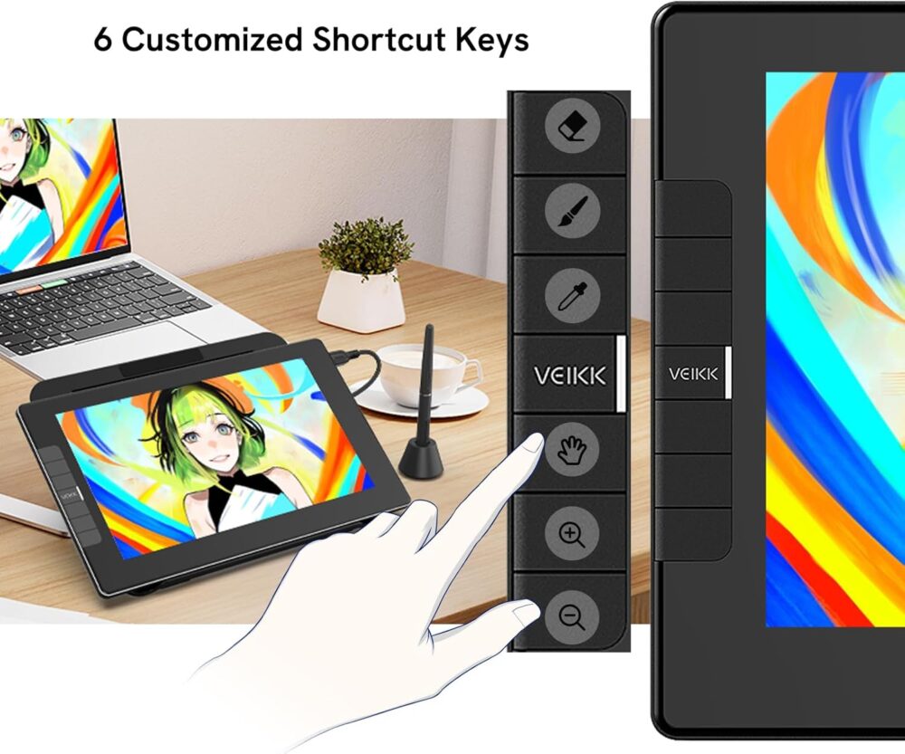 VEIKK VK1200 11.6 inch Drawing Tablet with Screen, 8192 Levels Pressure Battery-Free Pen, Tilt Function, 6 Shortcut Keys, for Artists, Students, and Beginners - Image 3