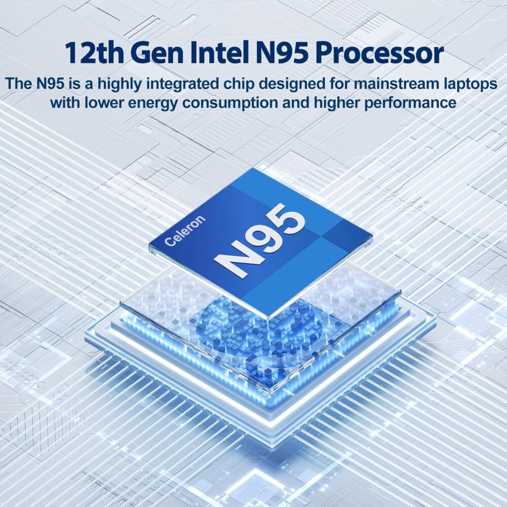2025 Latest 16.1 inch Laptop Computer Windows 11, 16GB RAM 1T SSD, Intel 12th Gen N95 Processor(up to 3.4GHz), FHD 1080P Display Laptop with 8000mAh Battery, 2.4G+5G WiFi, BT5.0, HDMI & USB3.2 - Image 3