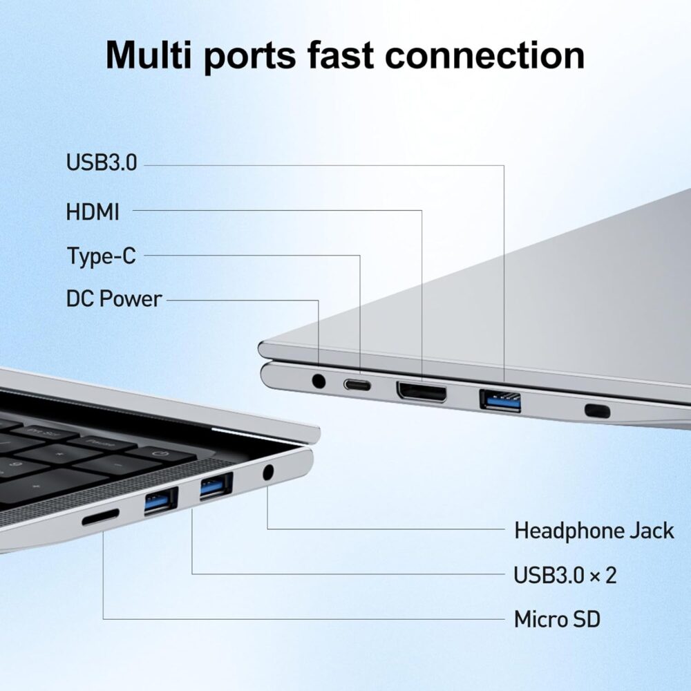2025 Latest 16.1 inch Laptop Computer Windows 11, 16GB RAM 1T SSD, Intel 12th Gen N95 Processor(up to 3.4GHz), FHD 1080P Display Laptop with 8000mAh Battery, 2.4G+5G WiFi, BT5.0, HDMI & USB3.2 - Image 8