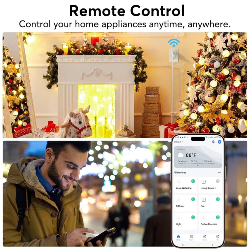 EIGHTREE Smart Plug, Smart Home WiFi Outlet Works with Alexa & Google Home, Smart Socket with Remote Control & Timer Function, 2.4GHz WiFi Only, 4 Packs - Image 4
