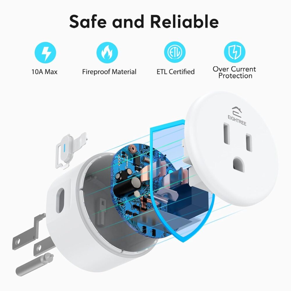 EIGHTREE Smart Plug, Smart Home WiFi Outlet Works with Alexa & Google Home, Smart Socket with Remote Control & Timer Function, 2.4GHz WiFi Only, 4 Packs - Image 9