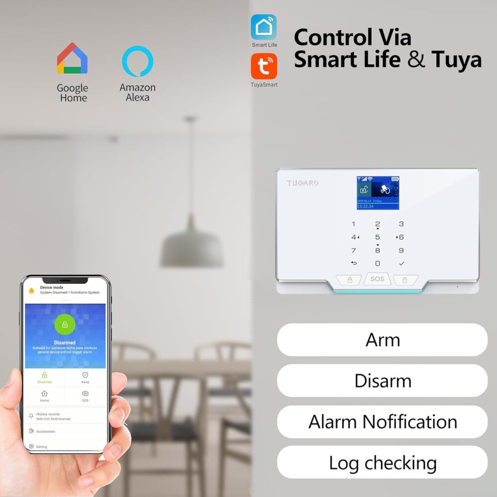 Home Alarm System,12 Pieces Smart Home Alarm Security System DIY No Monthly Fee,Phone Alert,Alarm Siren,Door/Window Sensors,Remotes,Compatible with Alexa and Google, for House Apartment Office,Villa - Image 4