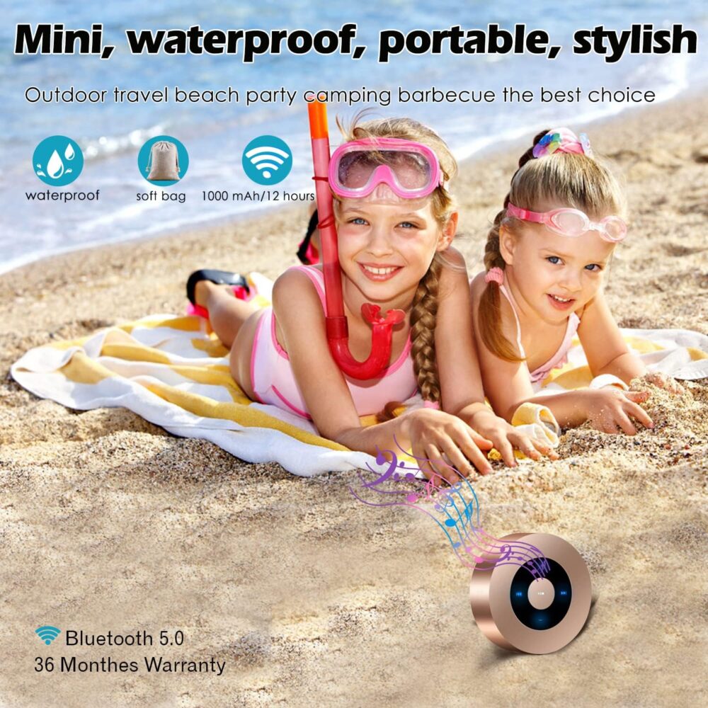 Smart LED Touch Play Bluetooth Speaker Portable Wireless Speakers with HD Sound / 12-Hour Playtime/Bluetooth 5.0 / Micro SD Support, for iPhone/ipad/Samsung/Tablet/Laptop/Notebook (Gold) - Image 3