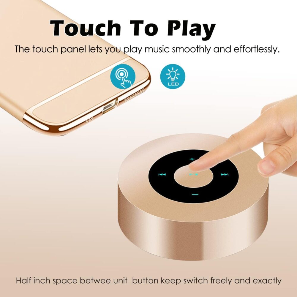 Smart LED Touch Play Bluetooth Speaker Portable Wireless Speakers with HD Sound / 12-Hour Playtime/Bluetooth 5.0 / Micro SD Support, for iPhone/ipad/Samsung/Tablet/Laptop/Notebook (Gold) - Image 4