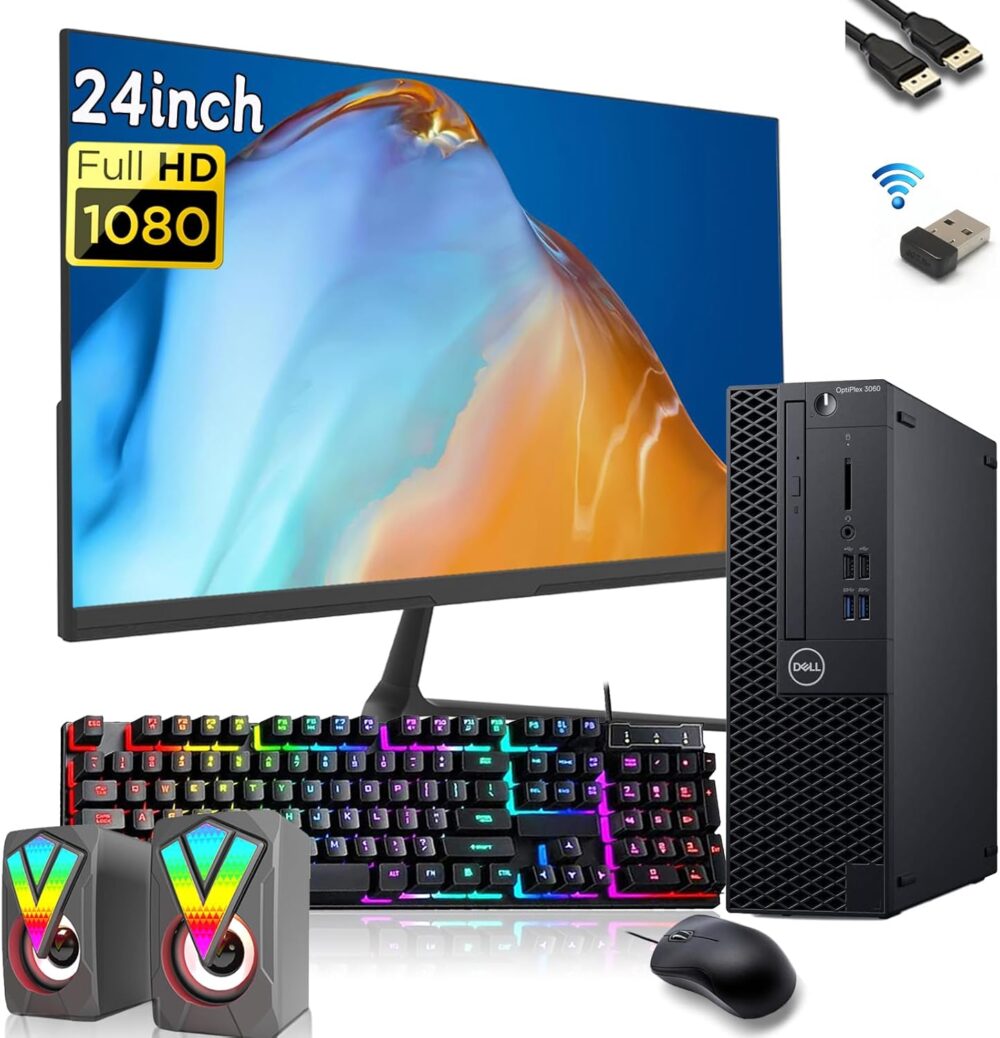 Dell OptiPlex 3060 SFF PC Desktop Computer, with 24" FHD(1920x1080) Monitor, Intel i7-8700 3.2GHz, RGB Speakers, 16GB RAM, 512GB SSD, Keyboard, Mouse, Win10 Pro (Renewed) - Image 3