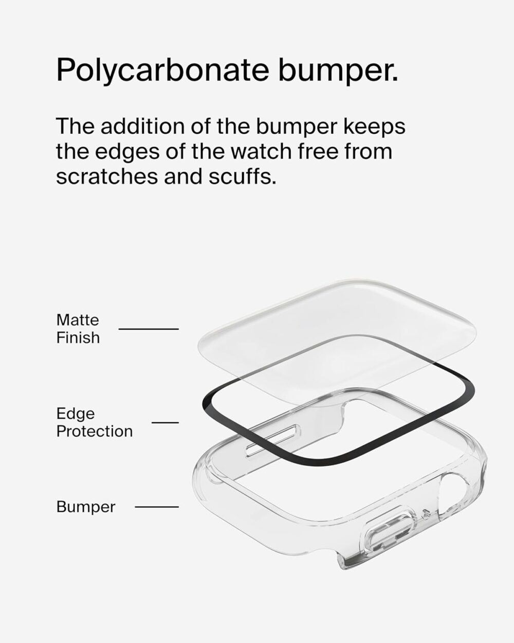 Belkin ScreenForce Apple Watch Case - Bumper Case & Tempered Glass Screen Protector for 44mm & 45mm Apple Watch Series 9, 8, 7, 6, 5, 4, & Apple Watch SE - Apple Watch Accessories - Apple Case – Clear - Image 4
