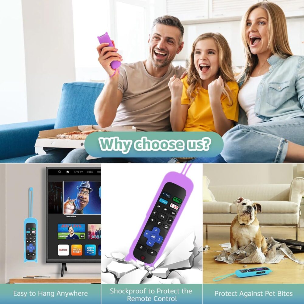 (2+2 Packs) Replacement Remote for Roku TV with Soft Protective Silicone Cover(Glow in The Dark), Universal Remote for TCL/Hisense/Onn/Sharp/Element/Philips Roku Smart TV - Image 4