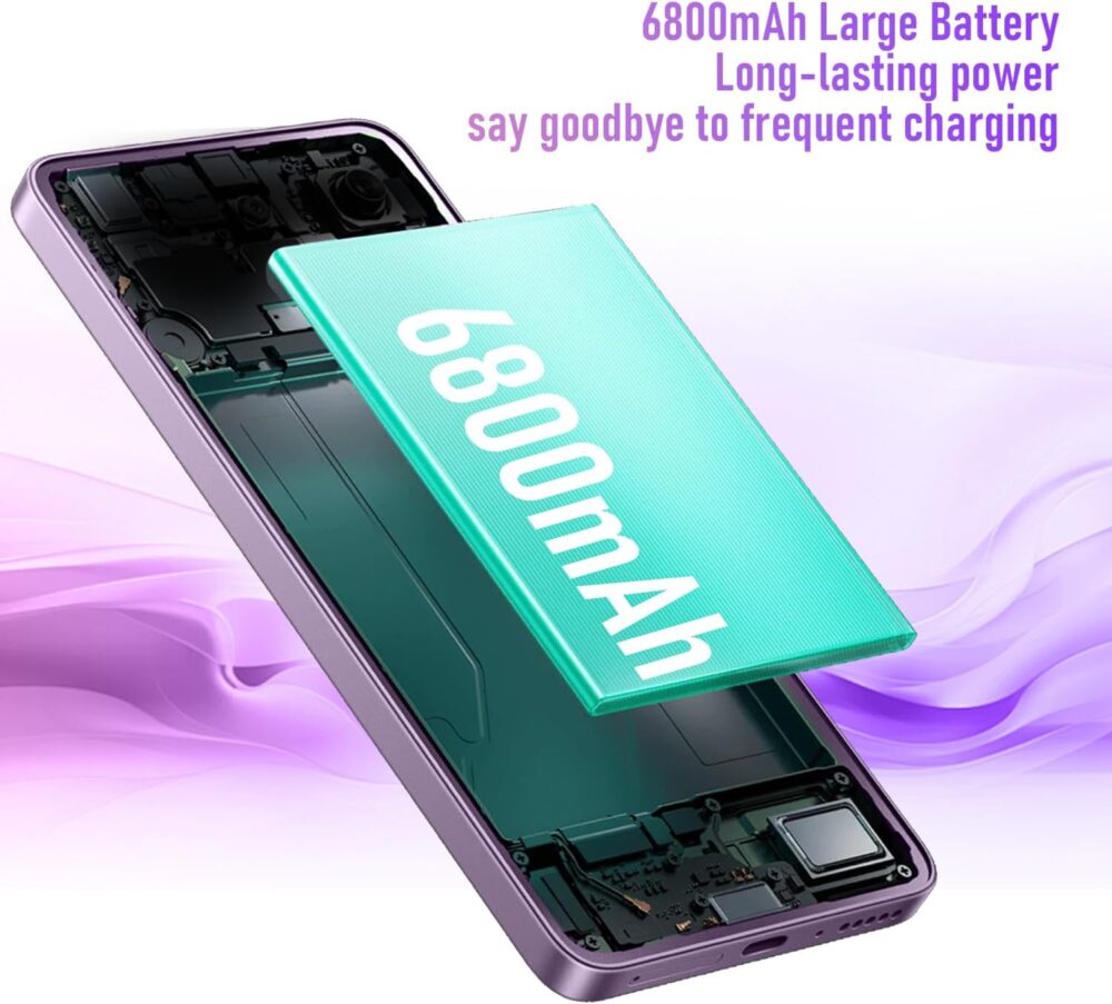 A14 ProMax Unlocked Android Phone 8-core Smartphone 8GB+256GB Cell Phone 24MP+50MP Camera Pixels 6800mAh Battery for Extended Standby 6.7inch HD Screen Unlocked Phone 5G Dual SIM (Purple) - Image 4