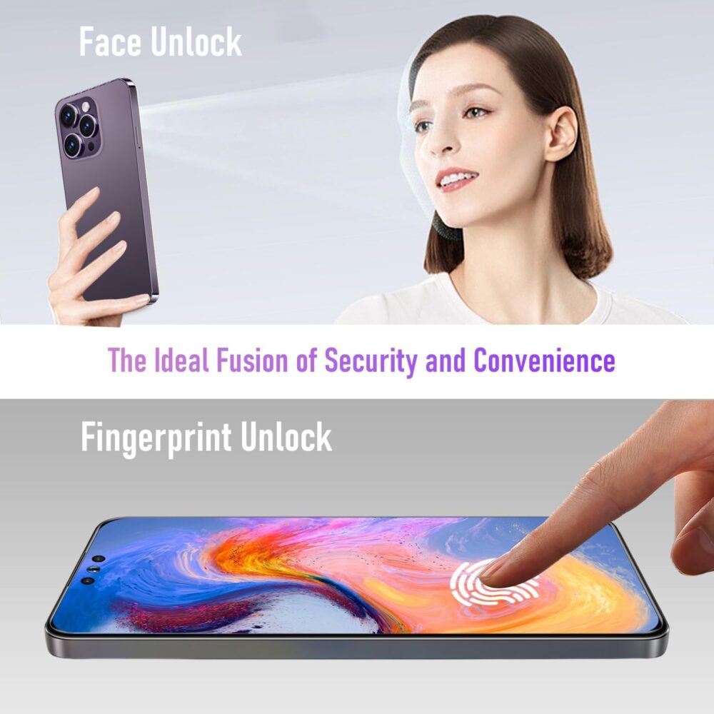 A14 ProMax Unlocked Android Phone 8-core Smartphone 8GB+256GB Cell Phone 24MP+50MP Camera Pixels 6800mAh Battery for Extended Standby 6.7inch HD Screen Unlocked Phone 5G Dual SIM (Purple) - Image 7