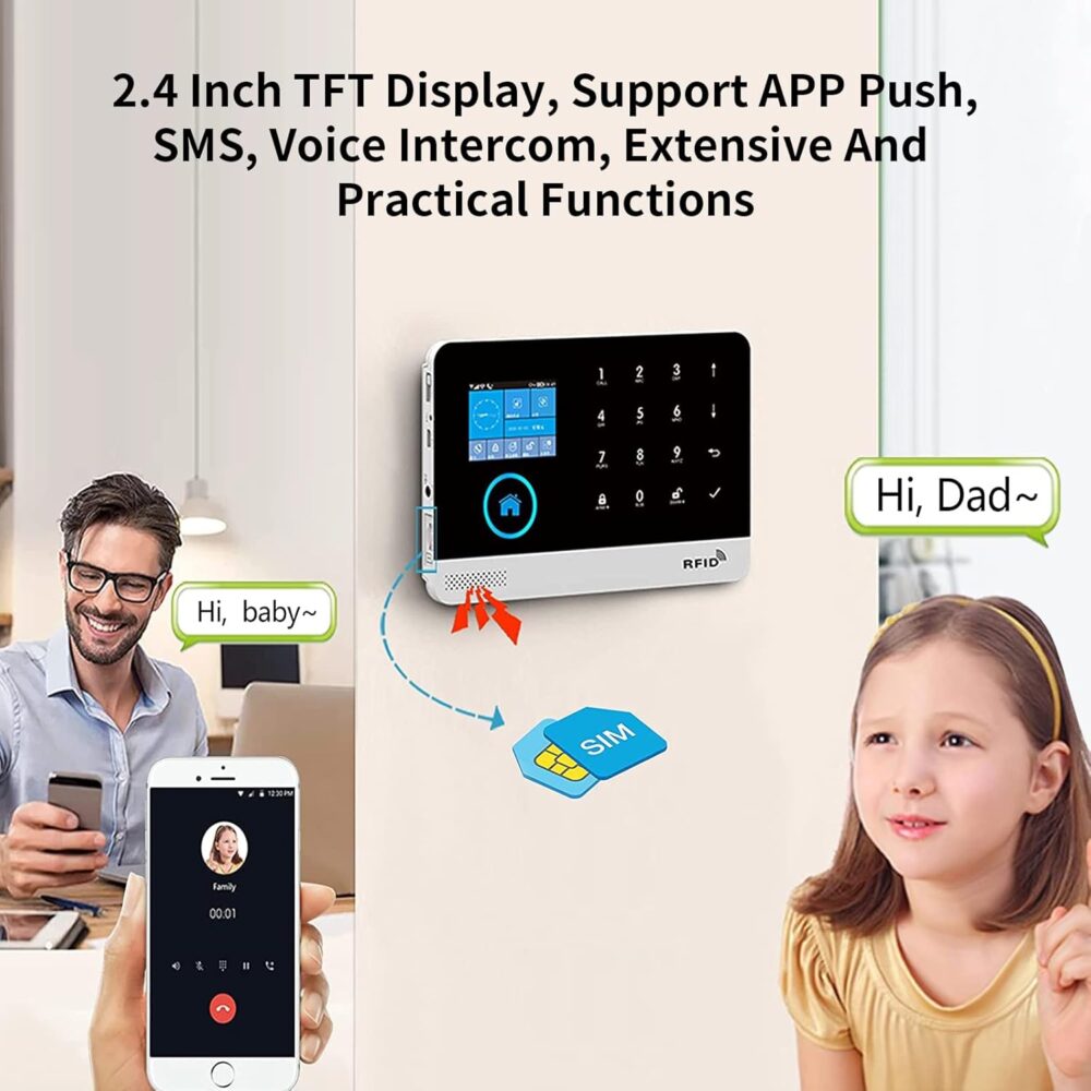 WiFi Wireless Alarm System for Home Security, GSM Home Alarm 24 Piece Kit with Siren, PIR Motion Sensors, Remote Controls, Window/Door Sensors (Tuya and Smart Life APP) - Image 3