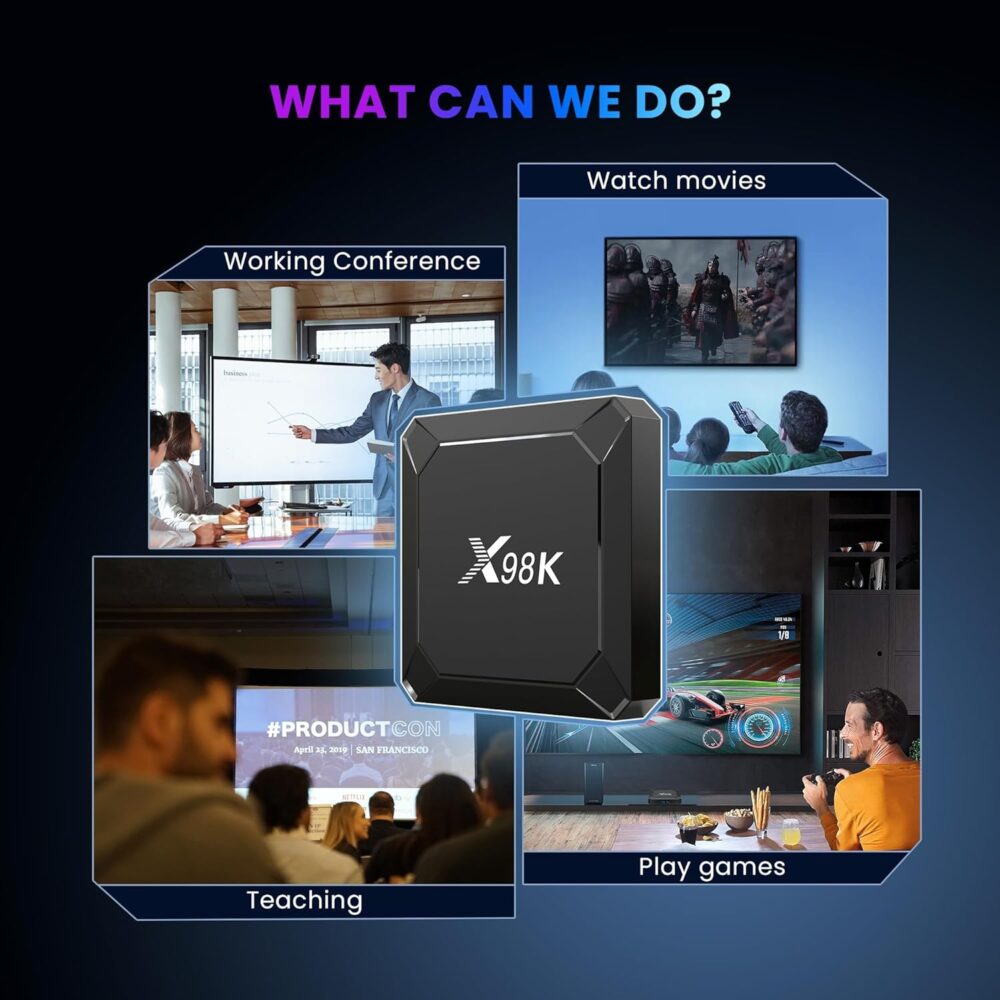 Android TV Box 13.0, X98K Android Box RK3528 with 4GB RAM 32GB ROM Bluetooth 5.0 and 3 USB Ports WiFi 6 8K Resolution HD Support 2.4GHz/5GHz WiFi 6 Android 13 Box for Smart TV 2024 - Image 9