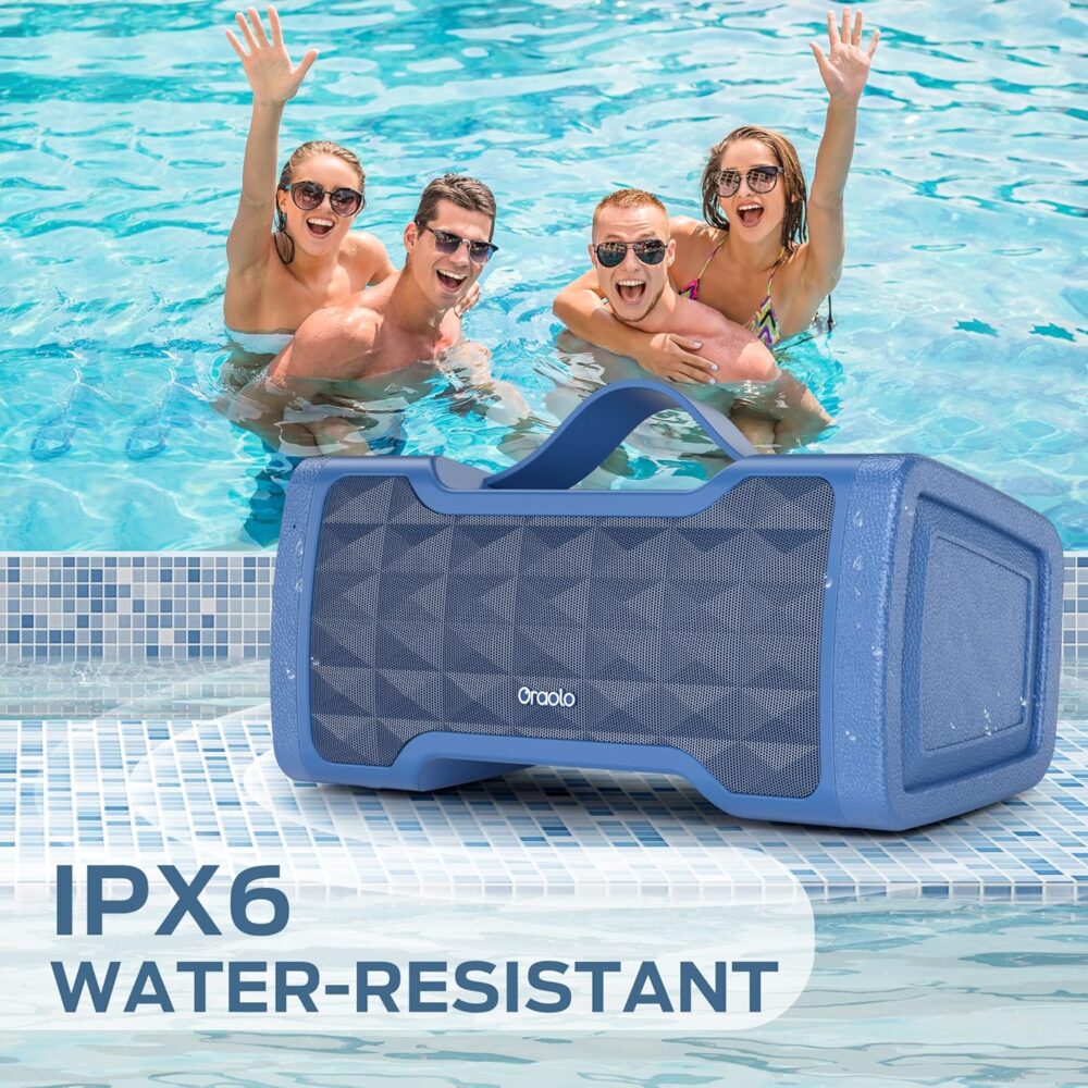 Oraolo Bluetooth Speakers, Loud 40W Portable Bluetooth Speaker Large Stereo Sound, IPX6 Waterproof, Support USB/AUX Input, Built-in Mic for Home Party Outdoor, Blue - Image 5