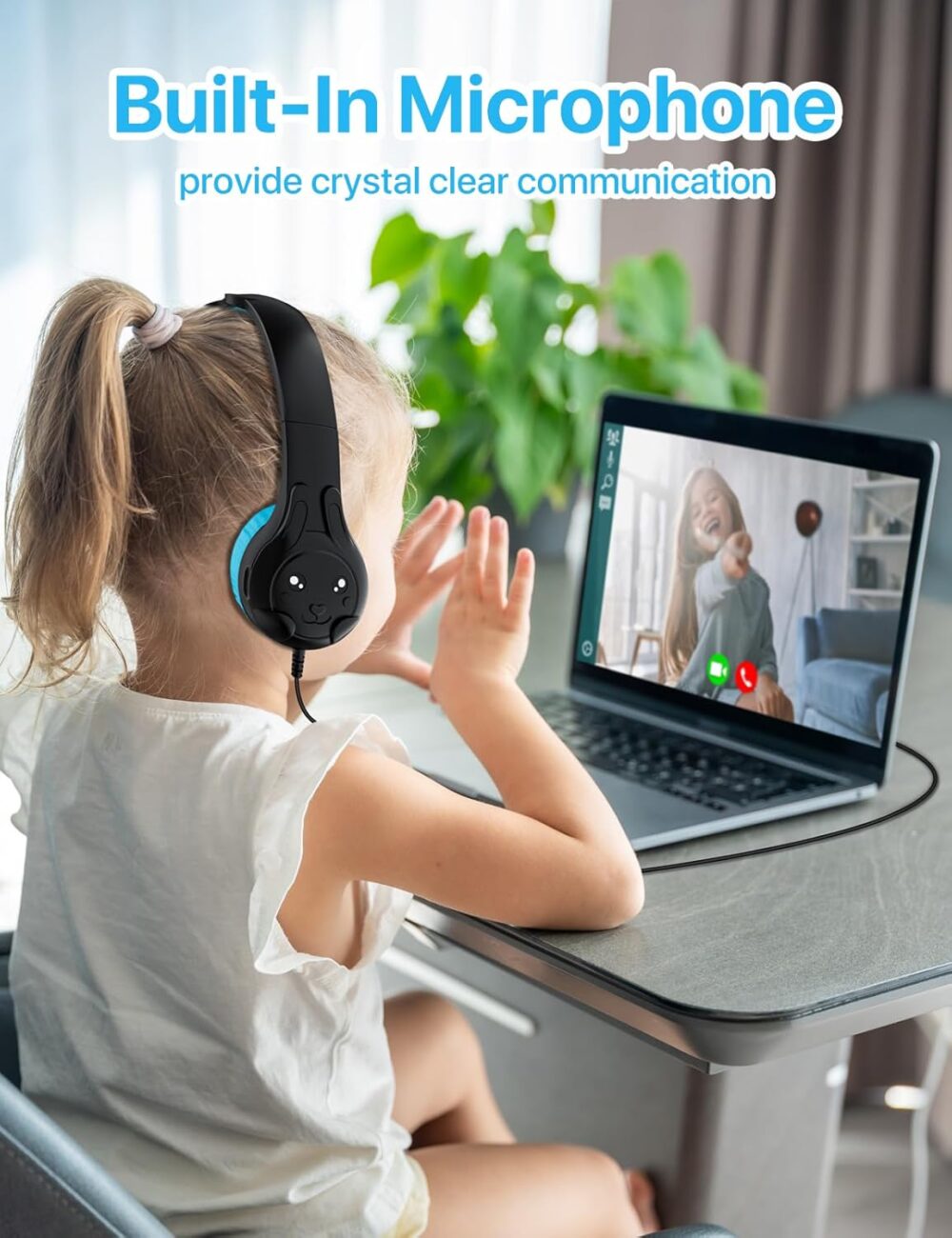 ZIUMIER Kids Headphones, with Microphone, 80/90dB Volume Limiter, Audio Sharing Port, 3.5mm Wired Toddler Headphones for School Travel - Image 6