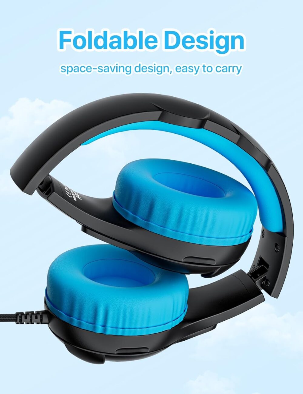 ZIUMIER Kids Headphones, with Microphone, 80/90dB Volume Limiter, Audio Sharing Port, 3.5mm Wired Toddler Headphones for School Travel - Image 7