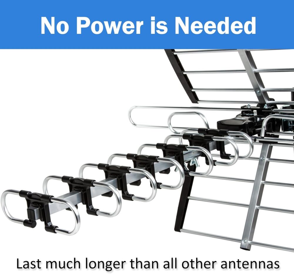 Five Star HDTV Antenna Upgraded 2025 Version VHF/UHF 4K 200 Miles Range with Antenna Splitter Support 4 Tvs & 40ft RG6 Cable, ATSC 3.0 Ready, Mounting Hardware Included - Image 5