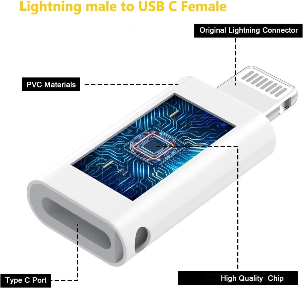 2Pack Lightning Male to USB C Female Headphones Adapter,[Apple MFi Certified] Type C Support Calling Aux Audio Headphones Adapter Connector Dongle for iPhone 14/13/12/11/8/7/Plus/Pro Max/6/5 iPad - Image 3