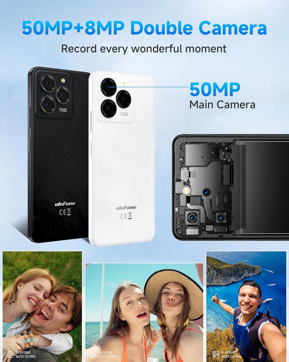 Ulefone Note 20 Pro Unlocked Phones, 6.75 inch 90Hz, Octa Core 8GB+256GB/1TB Expansion Android 14, 50MP Triple Camera, 6000mAh(18W), 4G Dual SIM Smartphone, Fingerprint/Face ID, Widevine L1, Black - Image 6