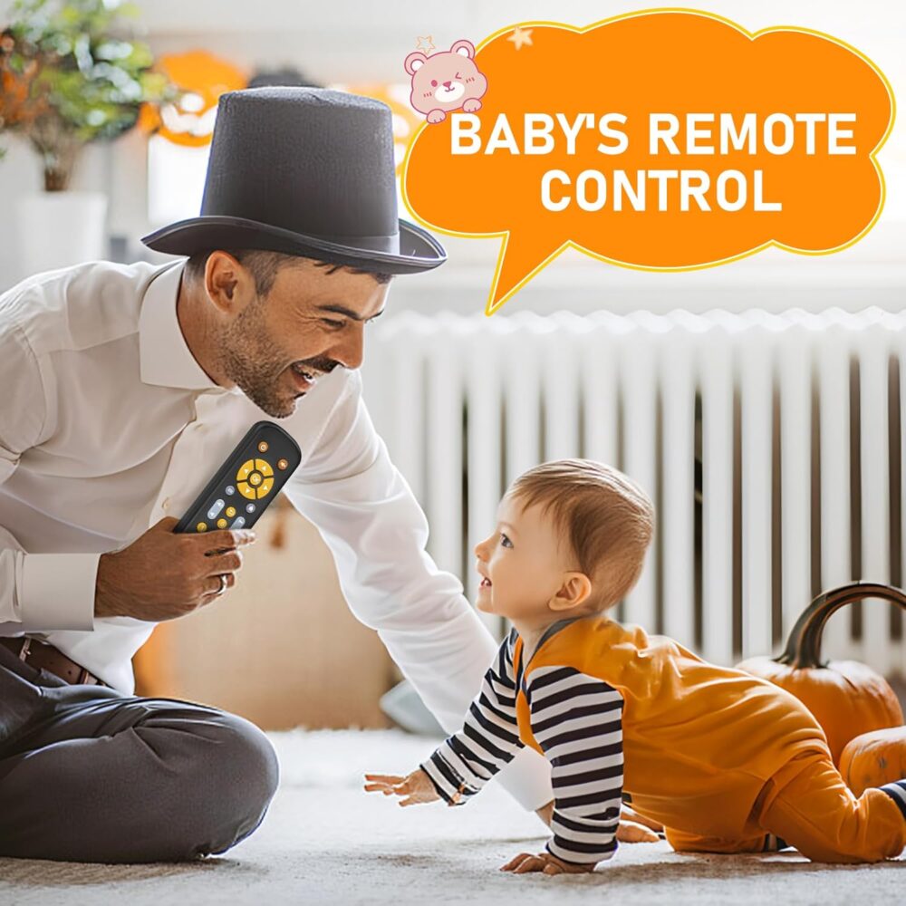 Baby TV Remote Control Toy 6 Month+, Toddler Realistic Remote Toy with Sound and Light, Early Educational Music Toys with 3 Languages English French Spanish for Infant Boys Girls 6 12 18 months - Image 8