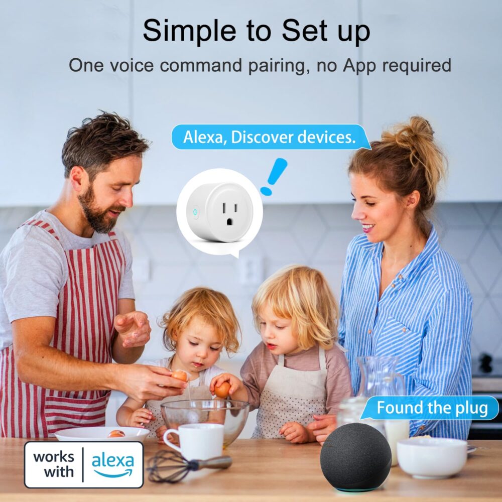ExIoTy Smart Plug, Works with Alexa Only, Simple Setup with One Voice Command, Voice Control, Remote Control, Timer & Schedule & Group Controller, Bluetooth Mesh Outlet, Alexa Echo Required （4 Pack） - Image 4