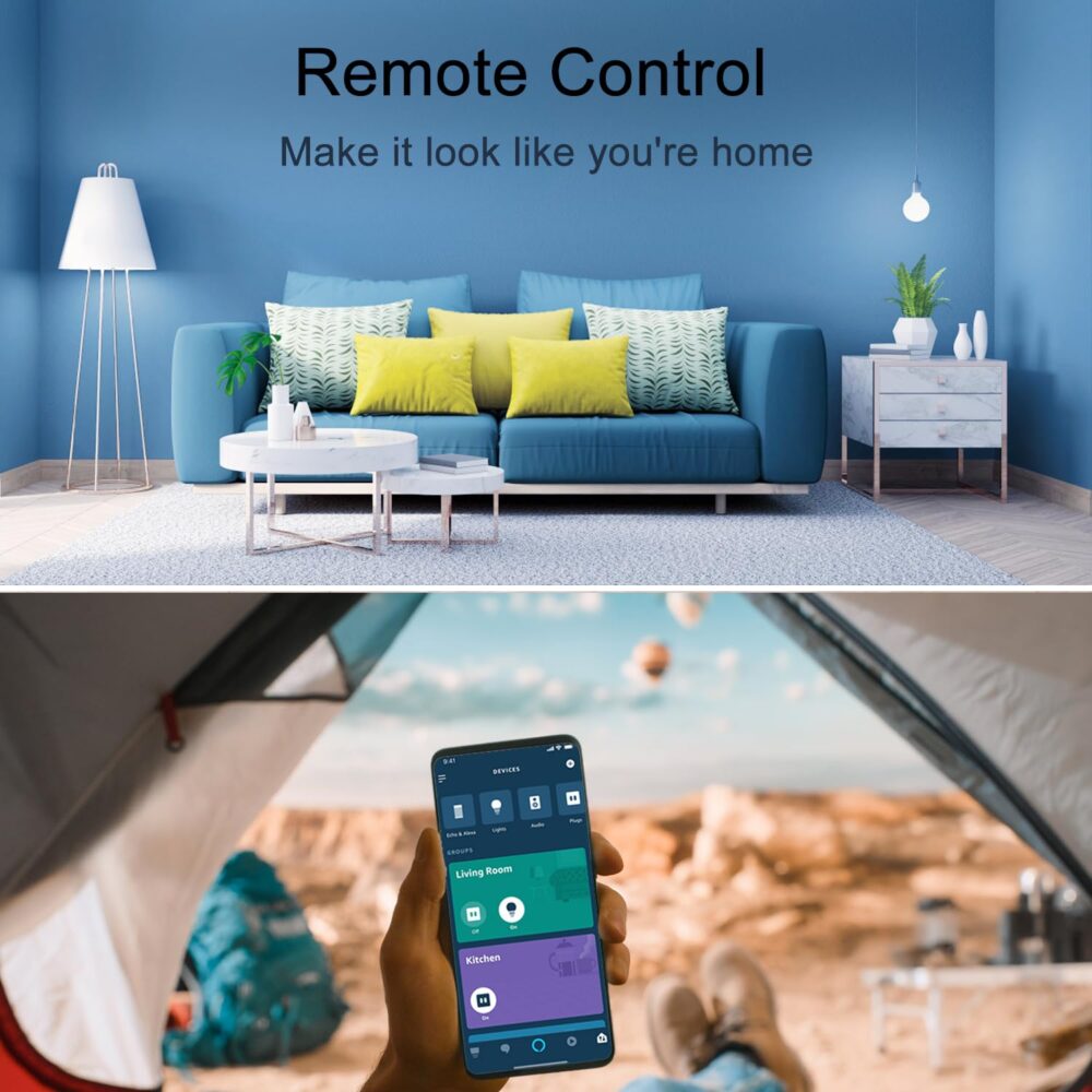 ExIoTy Smart Plug, Works with Alexa Only, Simple Setup with One Voice Command, Voice Control, Remote Control, Timer & Schedule & Group Controller, Bluetooth Mesh Outlet, Alexa Echo Required （4 Pack） - Image 5