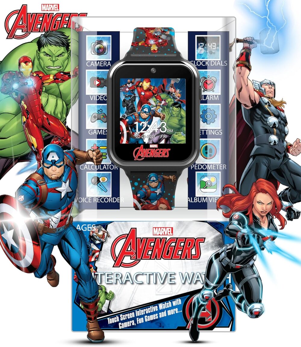 Marvel Avengers Interactive Kids Smartwatch – Touchscreen Watch with Games, Camera, Voice Recorder, Step Tracker, Timer & Alarm – 10 Watch Faces, USB Rechargeable – Fits Wrists 5.5" to 8" - Image 4