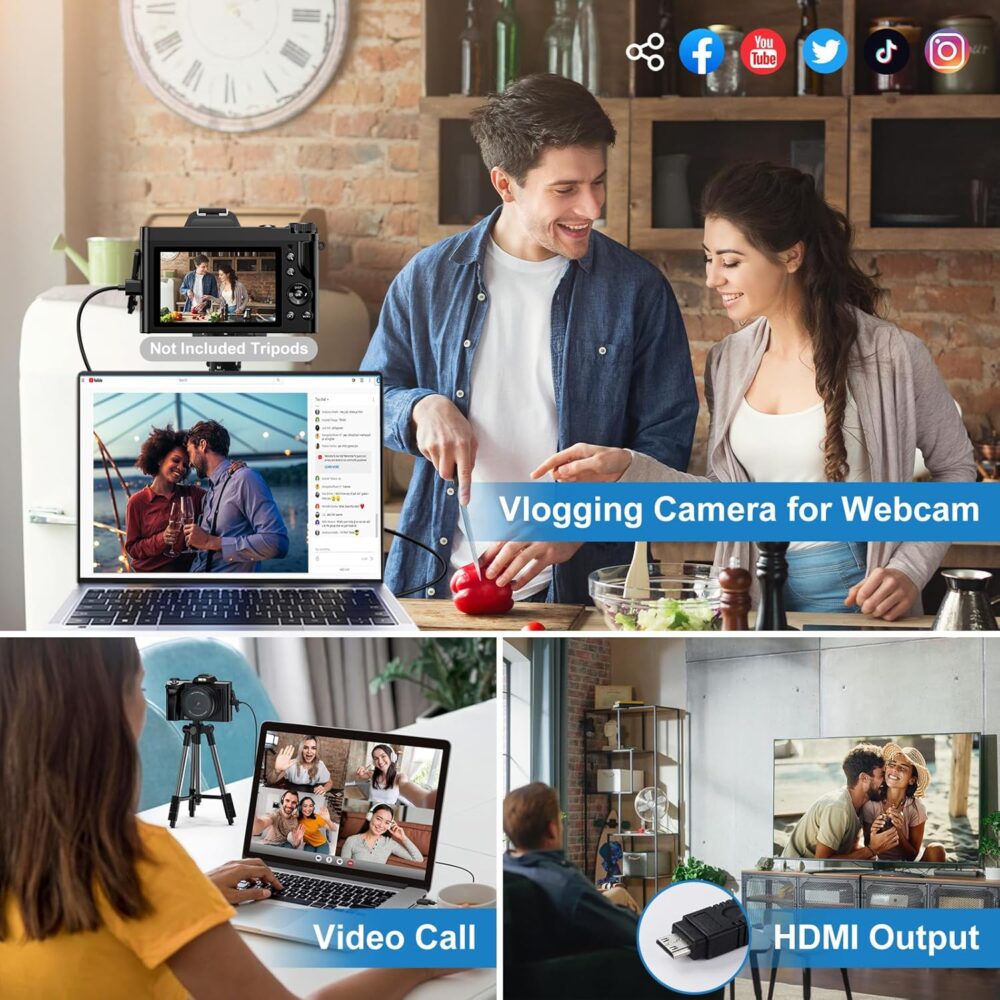 5K Digital Camera WiFi Autofocus Vlogging Camera for YouTube 48MP Camera for Photography and Video, 3.5" Screen Travel Camera with UV Filter, Anti-Shake,16X Digital Zoom,32GB SD Card,2 Batteries - Image 9