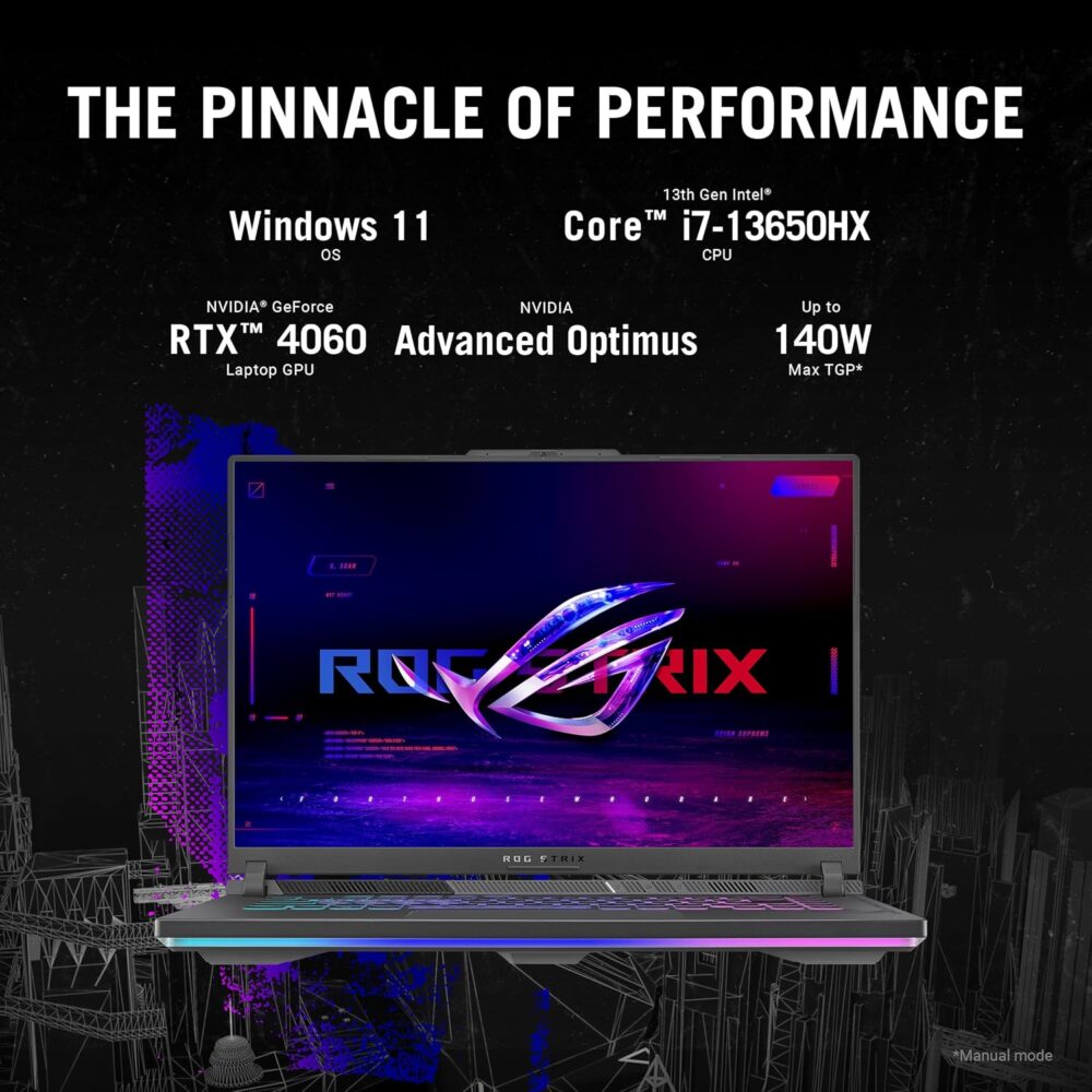 ASUS ROG Strix G16 Gaming Laptop, 165Hz Display, NVIDIA® GeForce RTX™ 4060, Intel Core i7-13650HX, 16GB DDR5, 1TB PCIe Gen4 SSD, Wi-Fi 6E, Windows 11, G614JV-AS74 - Image 3