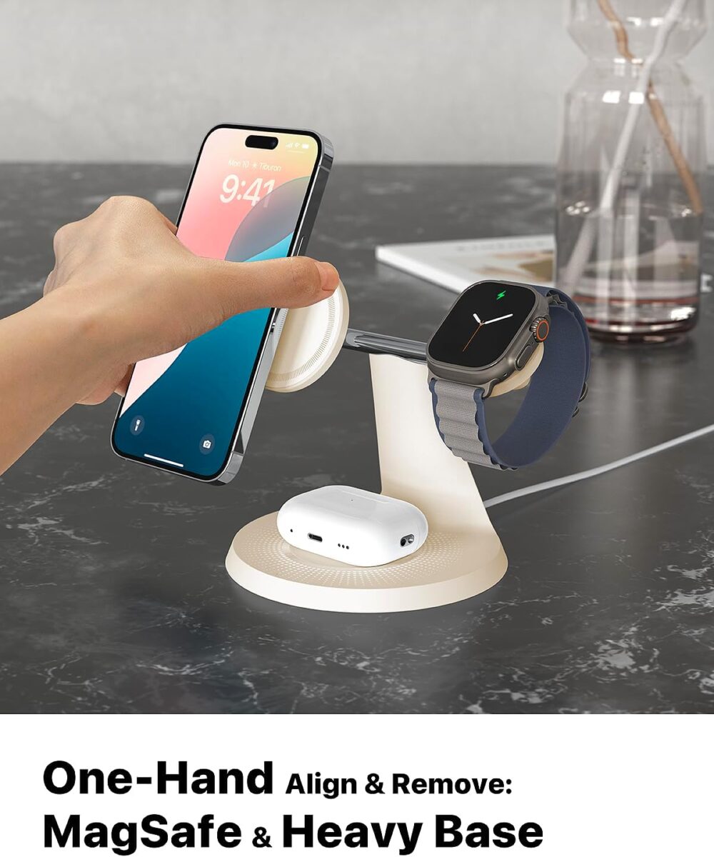 3 in 1 Wireless Charging Station for Apple Device: Fast Charging Station for iPhone and Watch with MagSafe, Stable Charger Stand for iPhone 12-16 & iWatch & AirPods - Image 4