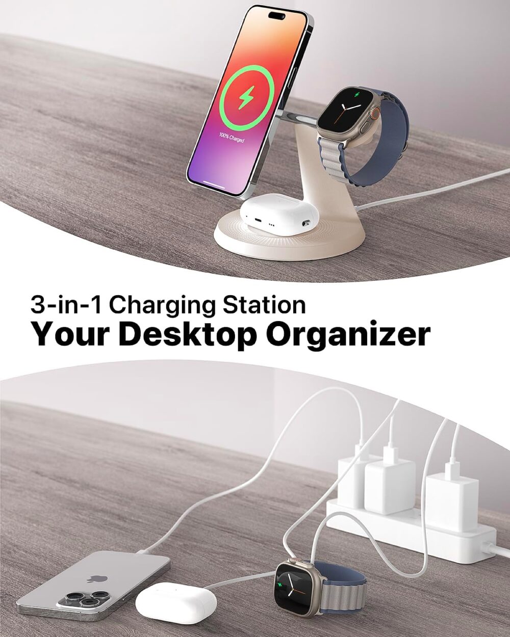 3 in 1 Wireless Charging Station for Apple Device: Fast Charging Station for iPhone and Watch with MagSafe, Stable Charger Stand for iPhone 12-16 & iWatch & AirPods - Image 5