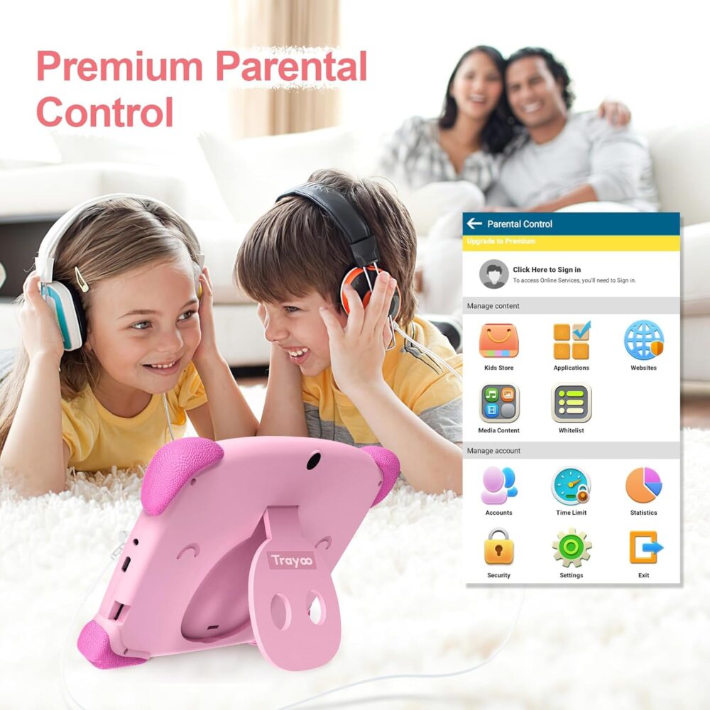 Kids Tablet 7 Toddler Tablet for Kids, 32GB Tablet for Toddler Learning, Children Tablet with WiFi, Camera, IPS Screen, Parent Controls, Pre-Installed Apps, for Boys Girl(Roser) - Image 4