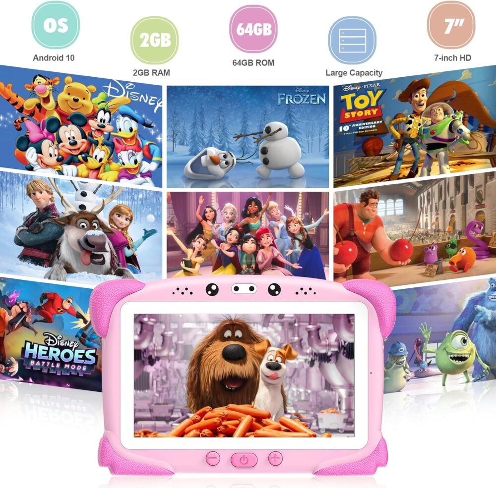 Kids Tablet 7 Toddler Tablet for Kids, 32GB Tablet for Toddler Learning, Children Tablet with WiFi, Camera, IPS Screen, Parent Controls, Pre-Installed Apps, for Boys Girl(Roser) - Image 6