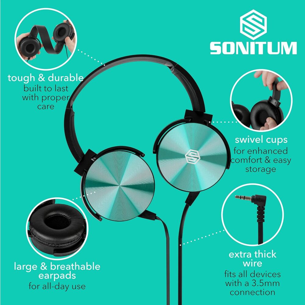 Kids Headphones Bulk 5 Pack, Student On Ear Color Varieties, Comfy Swivel Earphones for Classroom, Library, School, Airplane, for Online Learning and Travel, Noise Stereo Sound 3.5mm Jack (Colorful) - Image 5