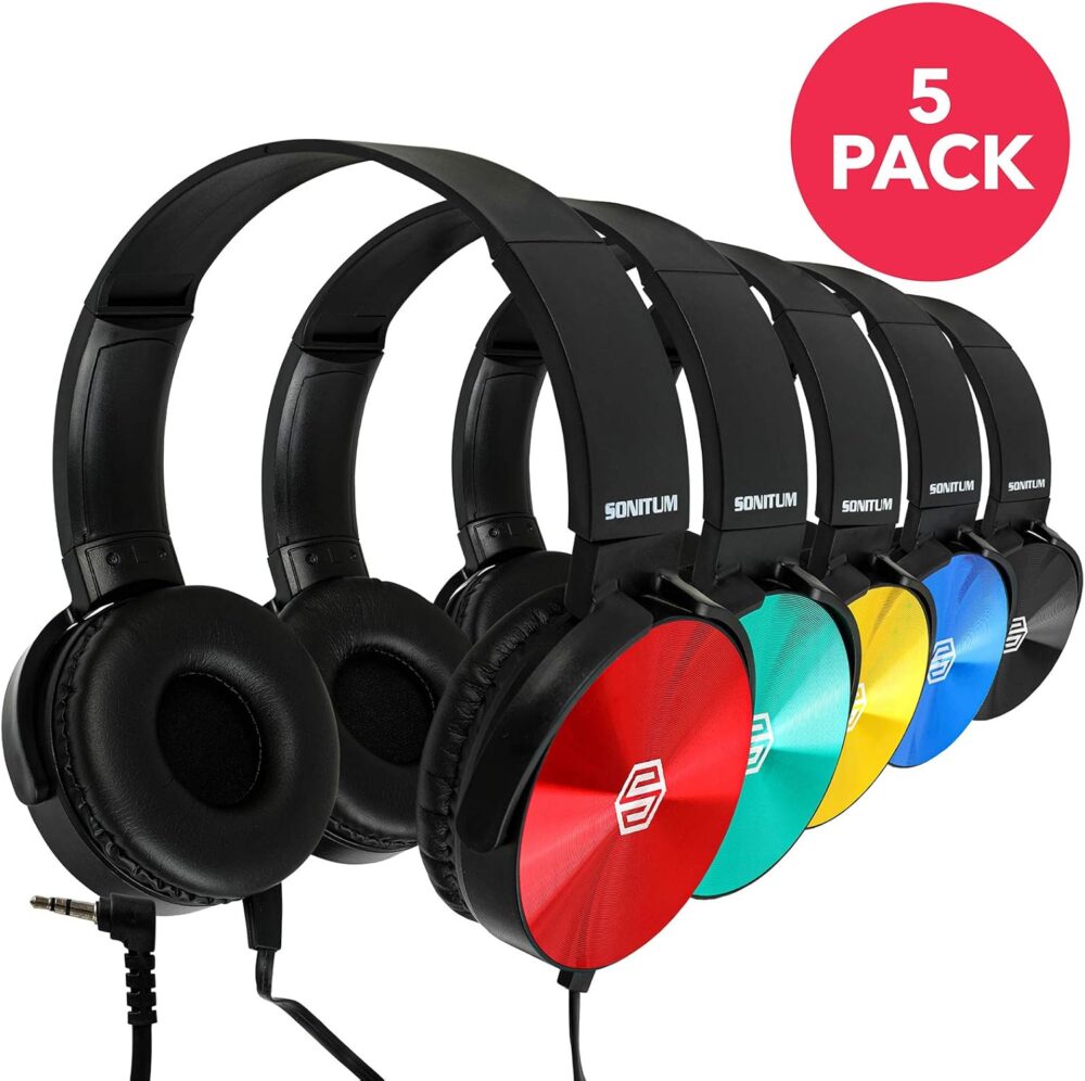 Kids Headphones Bulk 5 Pack, Student On Ear Color Varieties, Comfy Swivel Earphones for Classroom, Library, School, Airplane, for Online Learning and Travel, Noise Stereo Sound 3.5mm Jack (Colorful) - Image 8