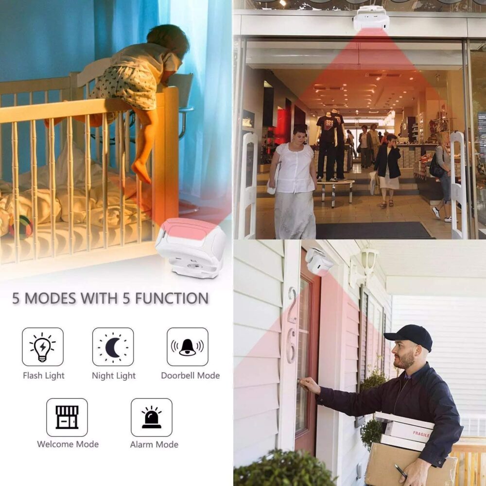 HENDUN Motion Sensor Doorbell , Door Chime for Business, Store Welcome Buzzer Monitor, Commercial Door Entry Alert,Motion Detector Alarm, Caregiver Reminder for Elderly, Visitor Bell Dinger - Image 3