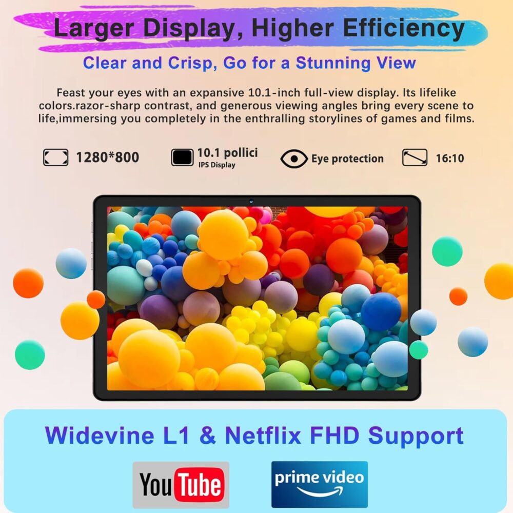 2025 Android 14 Tablet, 22G+128G/1TB Expansion, 10 inch Tablets with 8000 mAh Battery, Octa-Core, GPS, Split-Screen, Face Unlock, 2 in 1 Tablet with Keyboard, Mouse, Case, Metal Grey - Image 7