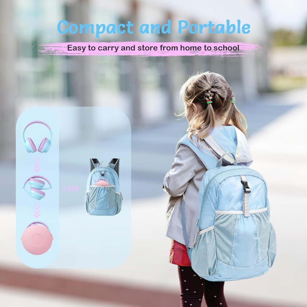 Active Noise Cancelling Headphones for Kids, 60H Playtime,Purple Wireless Bluetooth Over-Ear Headset Built-in Microphone for Home/School/Travel/Party - Includes Portable Case - Image 6