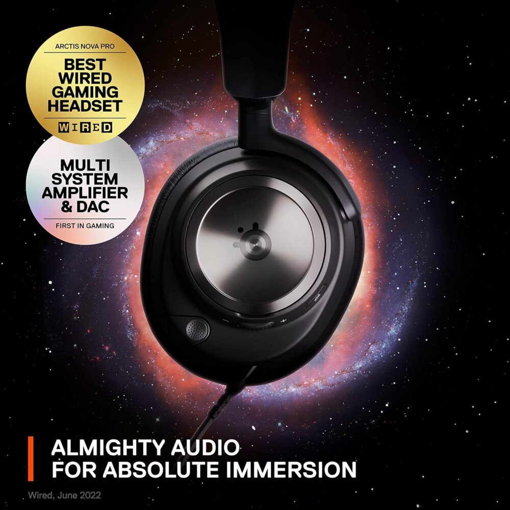 SteelSeries Arctis Nova Pro Multi-System Gaming Headset - Premium Hi-Fi Drivers, Hi-Res Audio - 360° Spatial Audio - GameDAC Gen 2 - ESS Sabre Quad-DAC - Stealth Retractable Mic - PC, PS5, PS4, Switch - Image 3