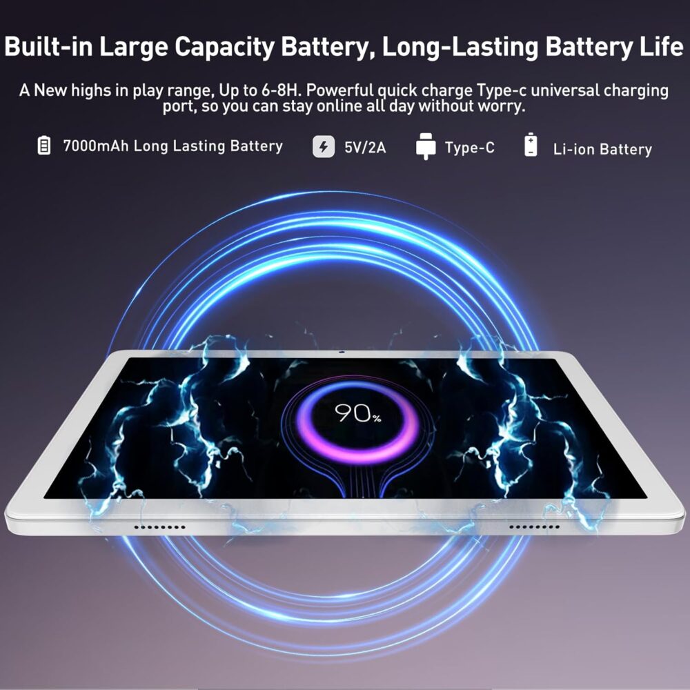 2025 Tablet, Android Tablets 10 inch Tablet PC with Octa-core CPU 14GB RAM +128GB ROM + 1TB Expand, 7000mAh Battery, 1280 * 800 Incell Screen, 5G/2.4G WiFi + 4G LTE, BT 5.0, Dual Cameras - Image 8
