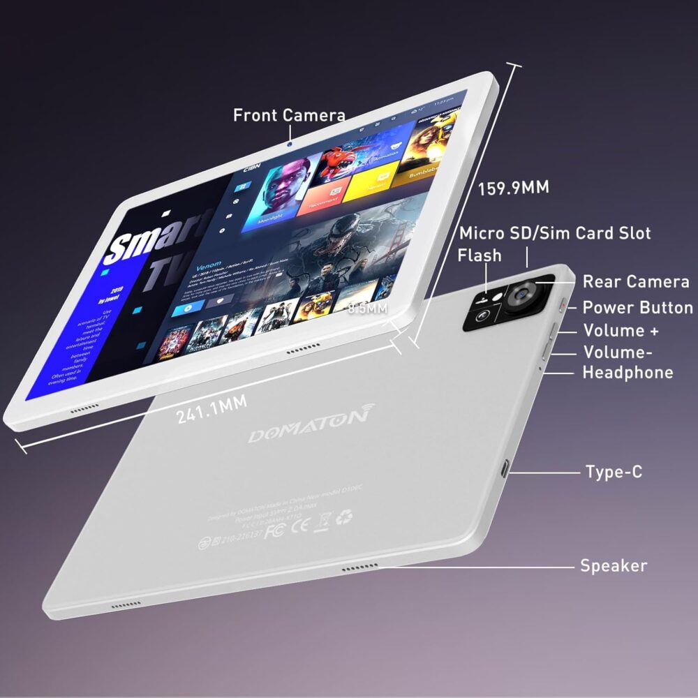 2025 Tablet, Android Tablets 10 inch Tablet PC with Octa-core CPU 14GB RAM +128GB ROM + 1TB Expand, 7000mAh Battery, 1280 * 800 Incell Screen, 5G/2.4G WiFi + 4G LTE, BT 5.0, Dual Cameras - Image 9
