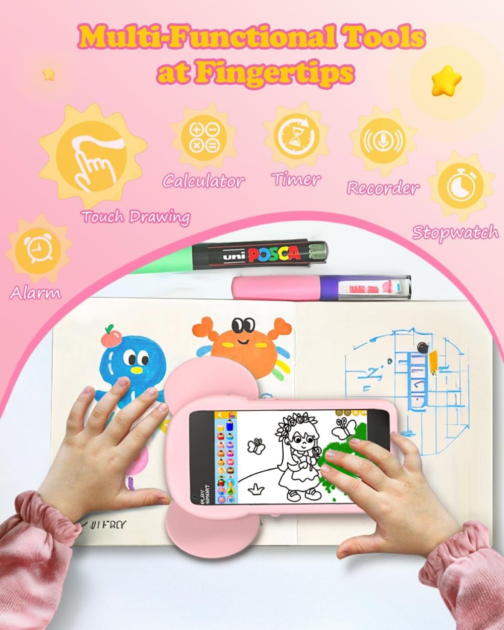 Kids Toys Smart Phone, 3.97" Touchscreen Toddlers Kids Smart Phone, Birthday Gifts for Girls Age 3 4 5 6 7 8 9 10 Year Old, Learning Toys Play Cell Phone with Front Camera, Games - Image 7