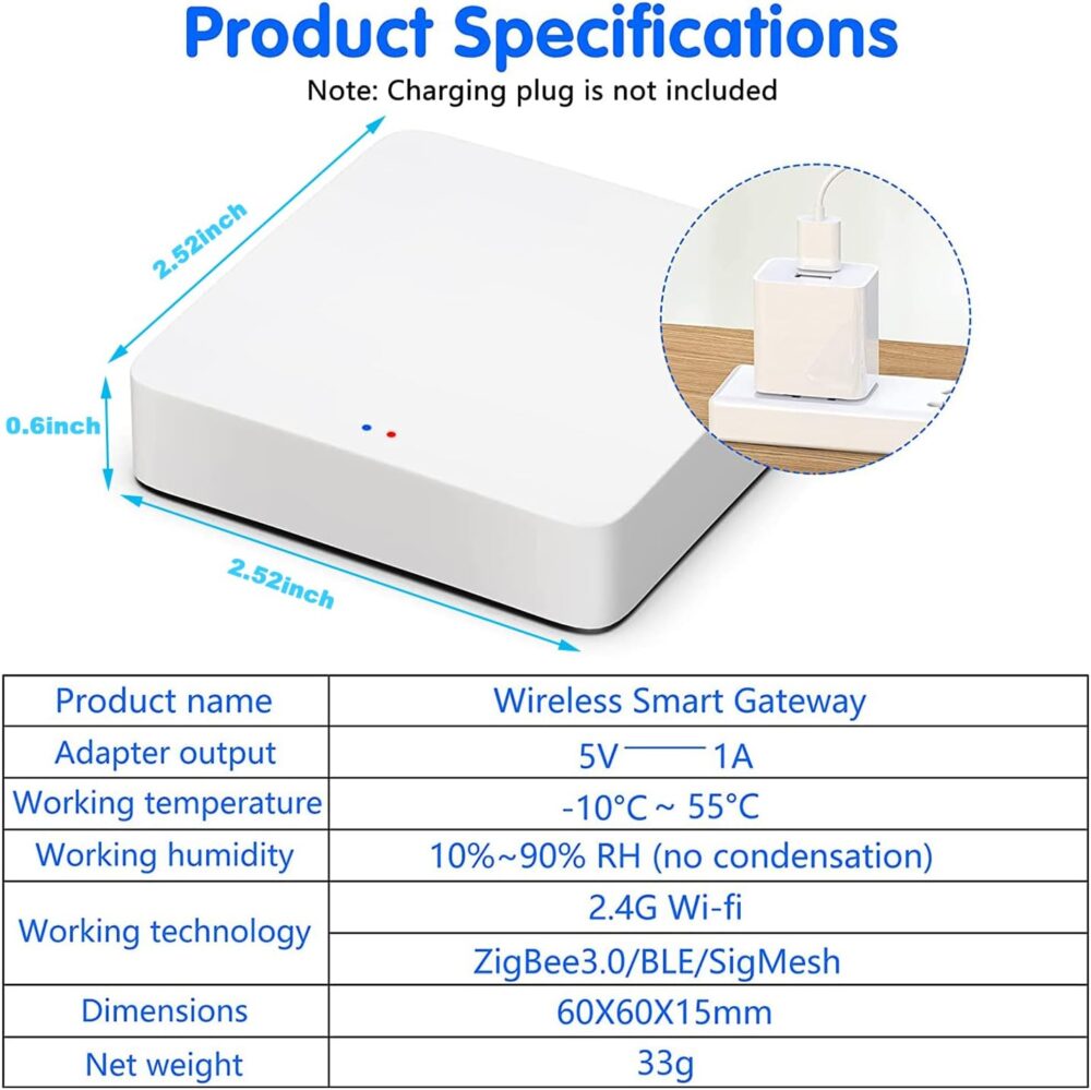 ZigBee & Bluetooth Mesh Gateway Hub: Multi-Protocol Smart Hub Gateway, Tuya ZigBee Hub Voice Control via Alexa & Google Home, Wireless Remote Controller Support All Tuya Smart Products - Image 8