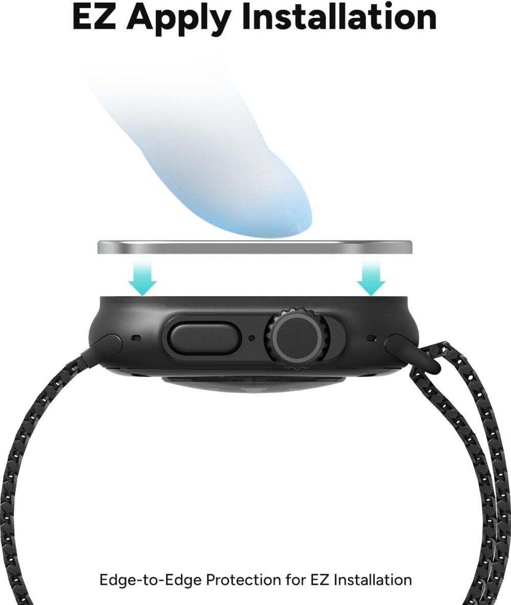 ZAGG XTR4 Glass Screen Protector for Apple Watch Ultra 2 / Apple Watch Ultra - Fortified with Graphene, Blue Light Filter, Aluminum Frame, Titanium - Image 6