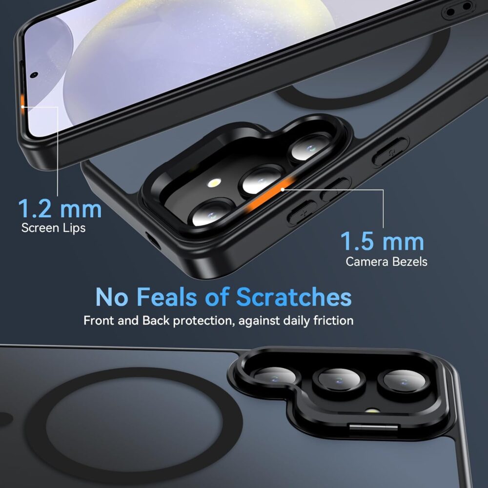 Fin2feel Case for Samsung Galaxy S25 Plus/S24 Plus, Magnetic Shockproof Case [with Camera Stand Guard] Anti-Fingerprint Matte Protective Phone Case for Samsung Galaxy S25 Plus/S24 Plus (Black) - Image 7