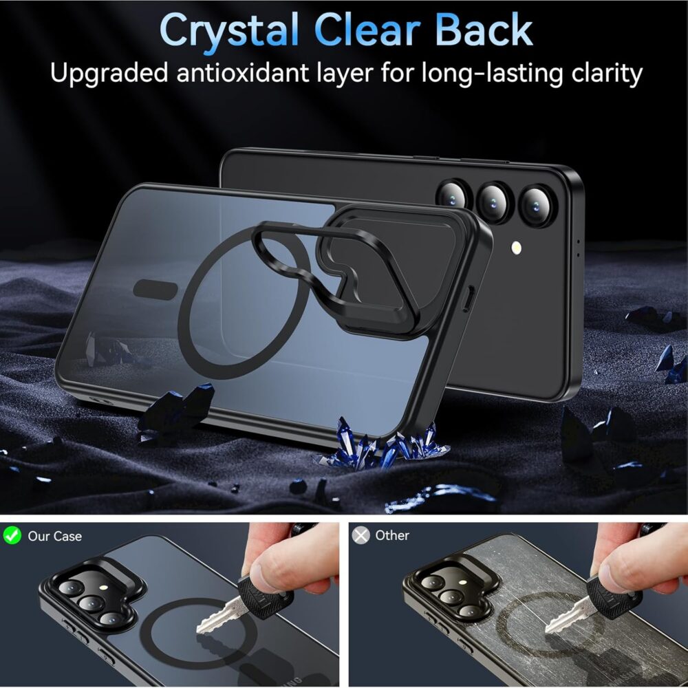 Fin2feel Case for Samsung Galaxy S25 Plus/S24 Plus, Magnetic Shockproof Case [with Camera Stand Guard] Anti-Fingerprint Matte Protective Phone Case for Samsung Galaxy S25 Plus/S24 Plus (Black) - Image 8