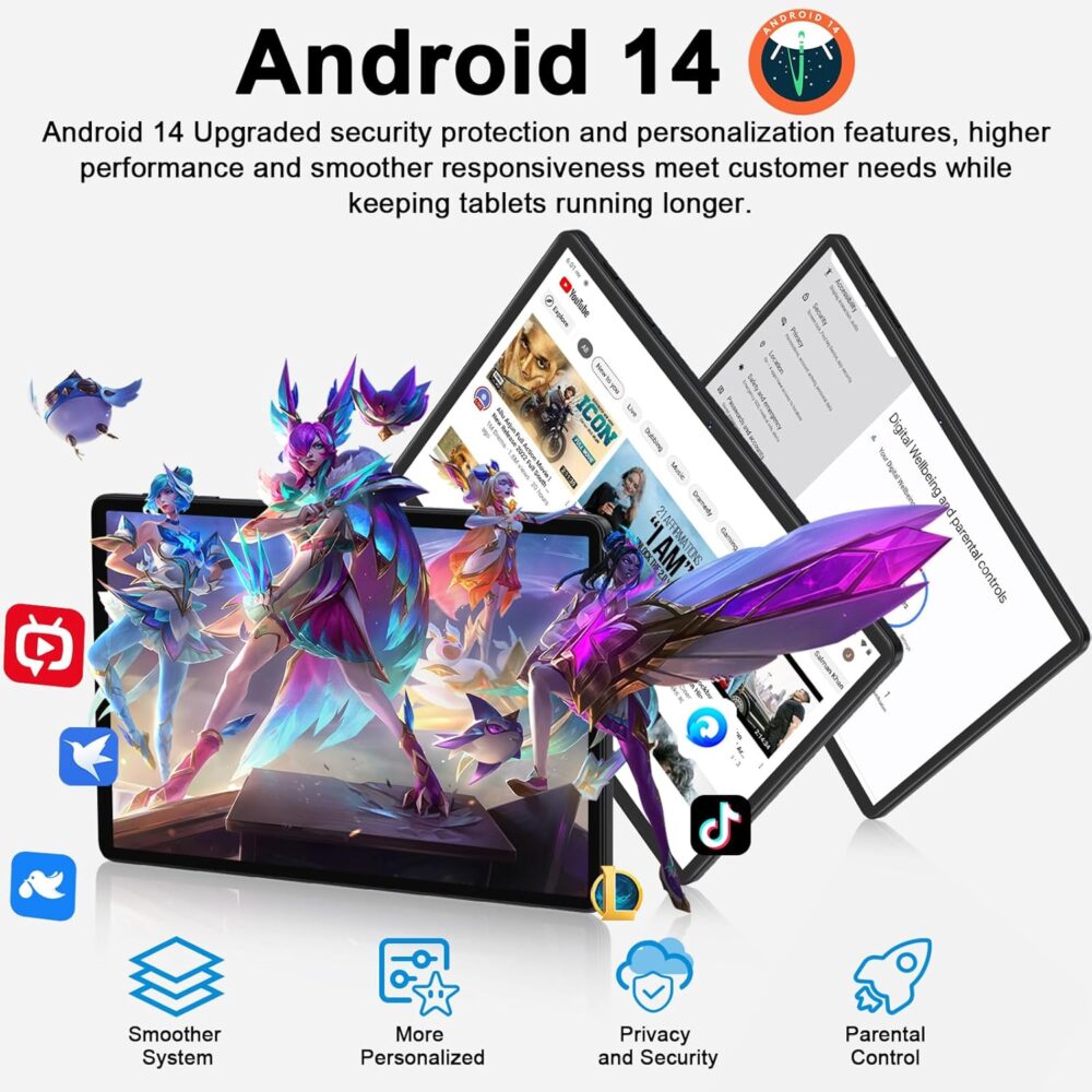 Android 14 Tablet 11 Inch Tablets, 24GB RAM 256GB ROM(1TB Expand), Octa-Core Tablets with 8000 mAh Battery, 5G WiFi, Bluetooth 5.0, Android Tablet 5MP+13MP Dual Camera, IPS Touch Screen, GPS Tab-Black - Image 4